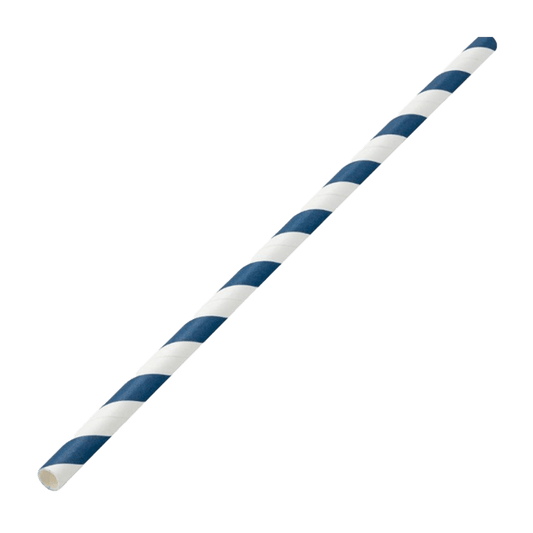 Blue and White Striped Paper Straw