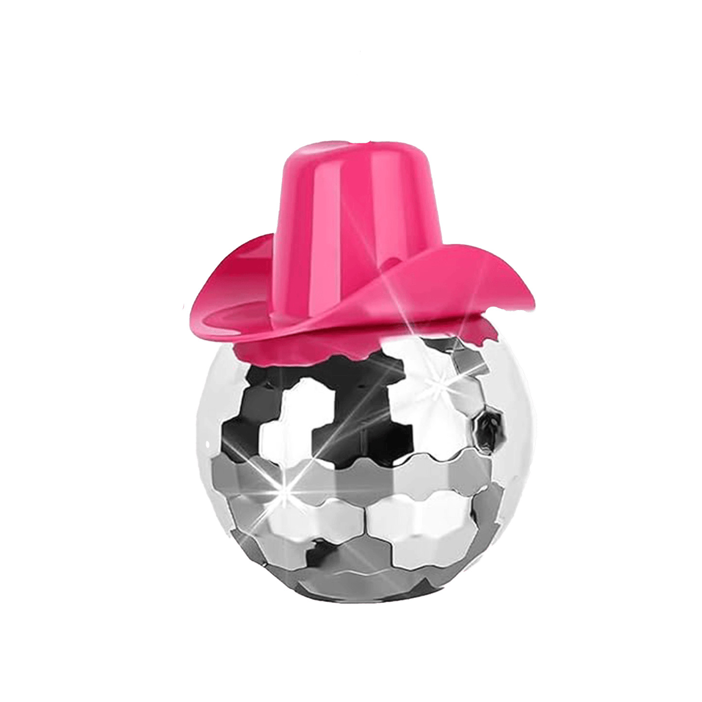 Disco Ball Vessel with Hot Pink Cowboy Hat