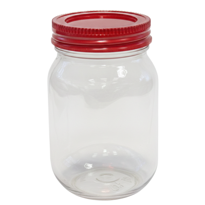 Plastic Jam Jar w/ Multi Coloured Lids