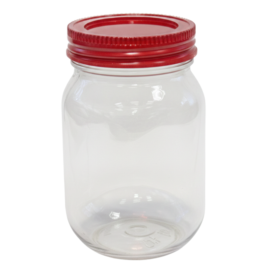 Plastic Jam Jar w/ Multi Coloured Lids